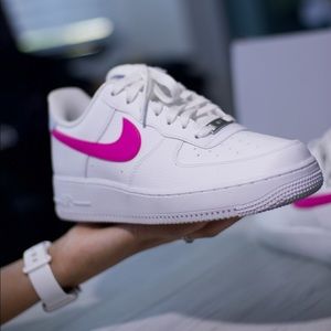 Nike Air Force 1 ‘07 White w/ pink and blue women’s size 8.5